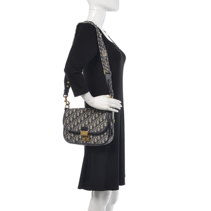 Christian Dior Oblique Flap Bag Navy Blue 2 of 10