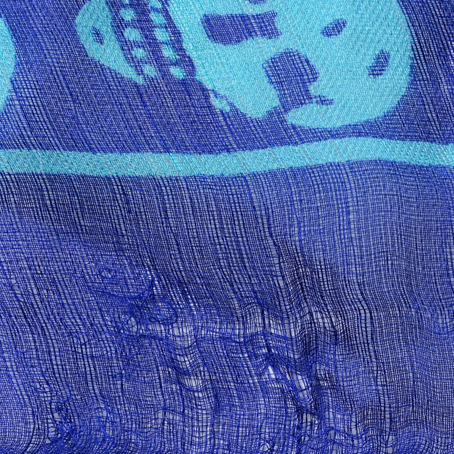 Silk Chiffon Skull Scarf Blue Turquoise