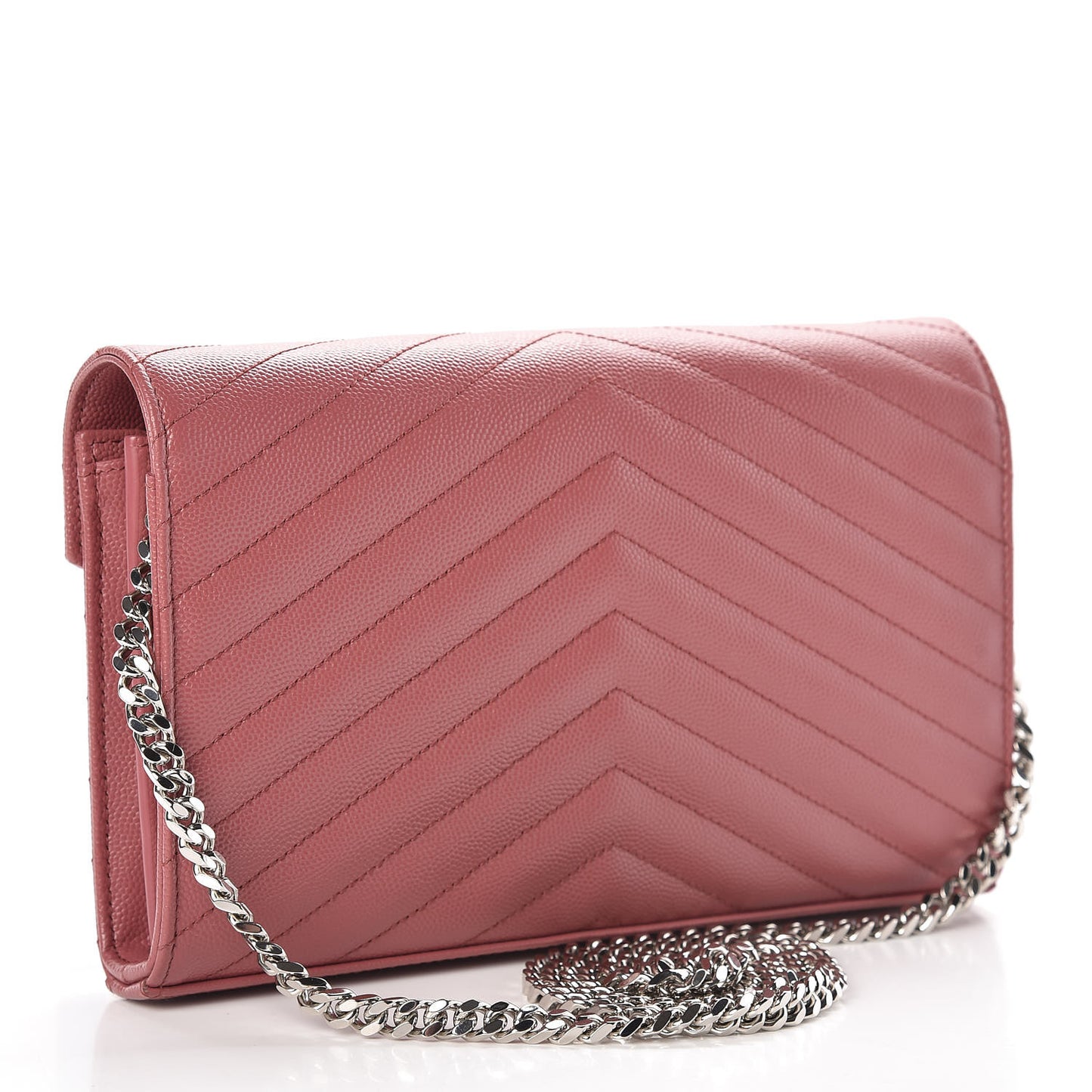 Grain De Poudre Matelasse Chevron Monogram Chain Wallet Mystic Rose