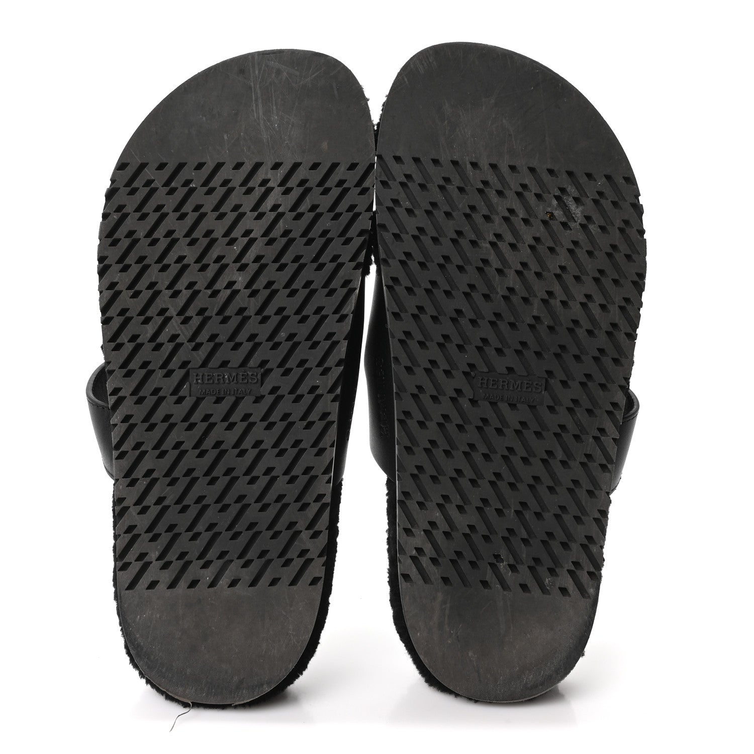 Hermes Calfskin Woolskin Womens Chypre Sandals 39 Black 6 of 10