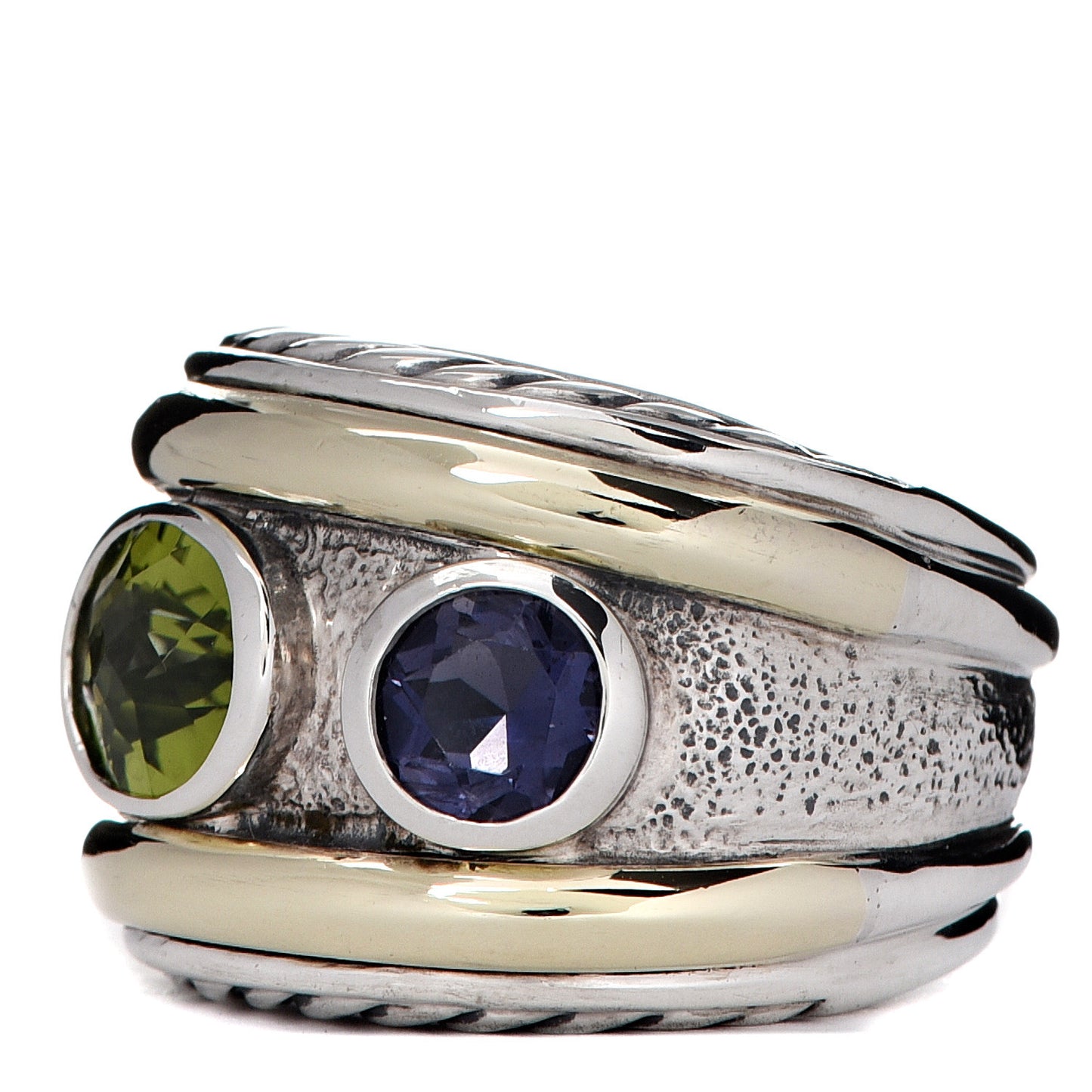 Sterling Silver 14K Yellow Gold 17mm Amethyst Peridot Renaissance Ring 52 6