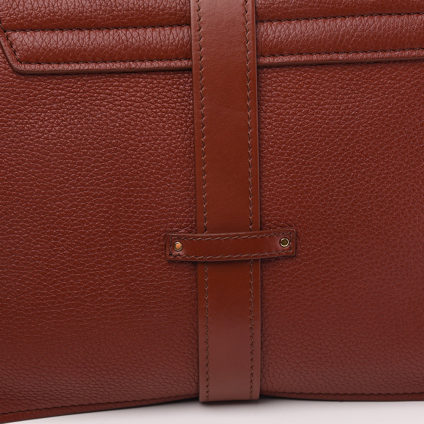 Shiny Grained Calfskin Medium Aby Day Shoulder Bag Sepia Brown