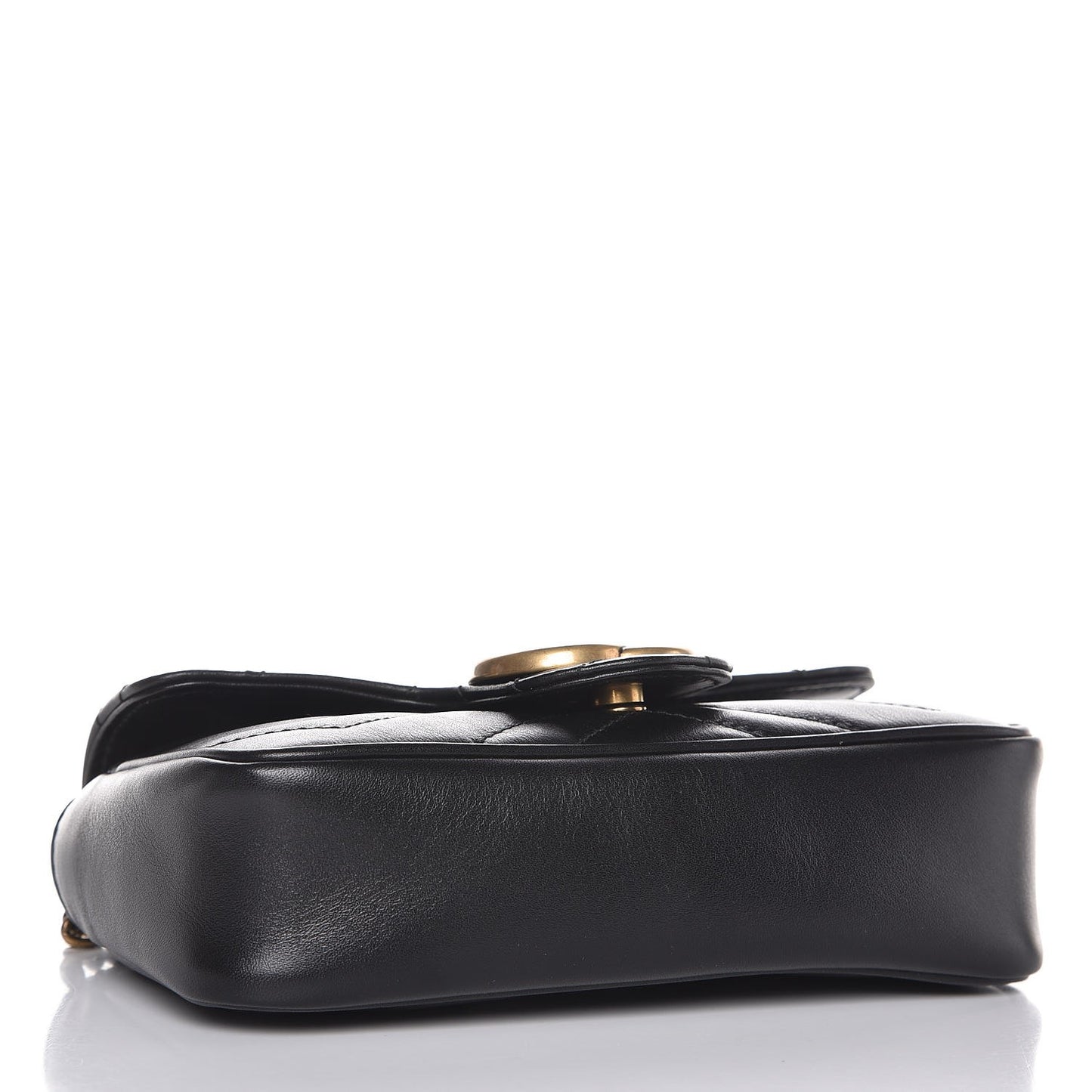 Calfskin Matelasse Super Mini GG Marmont Shoulder Bag Black