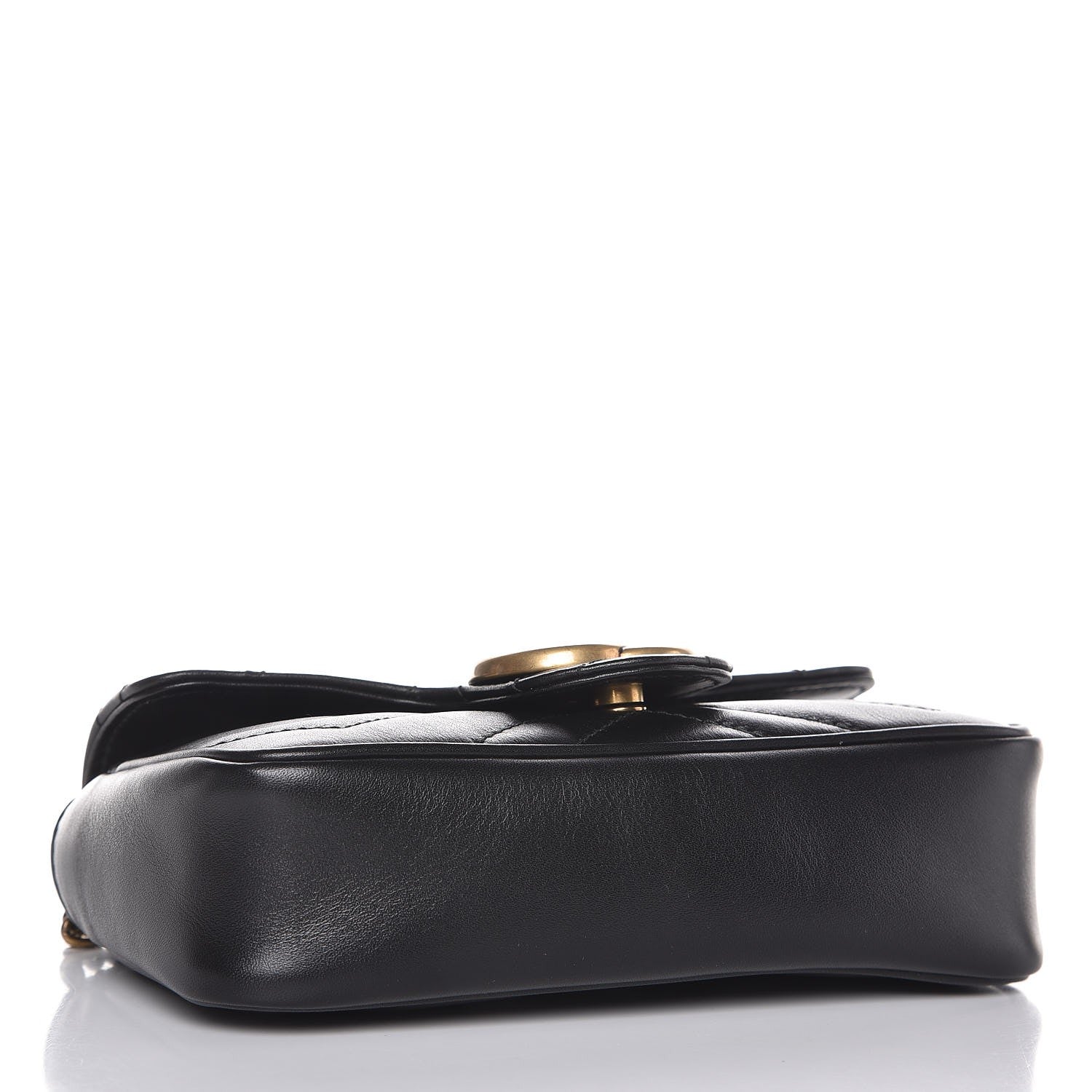Gucci Calfskin Matelasse Super Mini GG Marmont Shoulder Bag Black 4 of 9