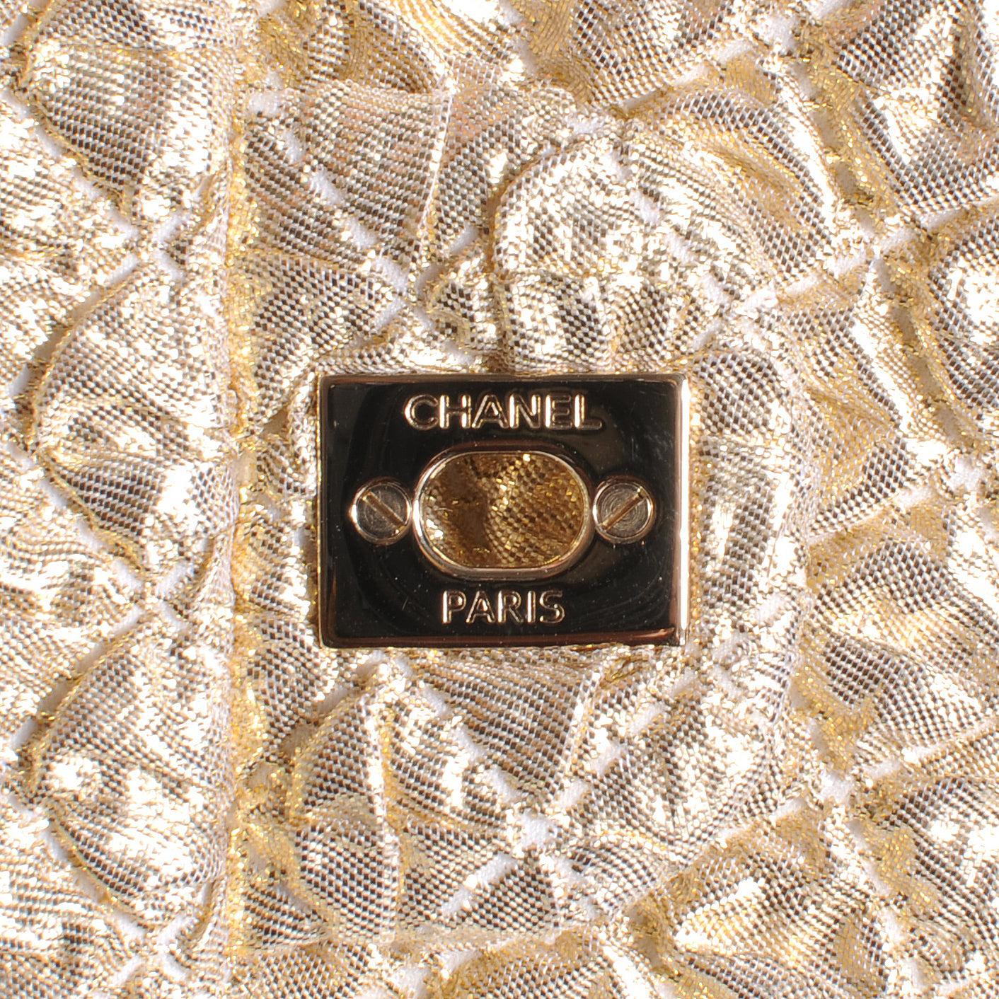 Lame Quilted Small Flap Metallic Gold