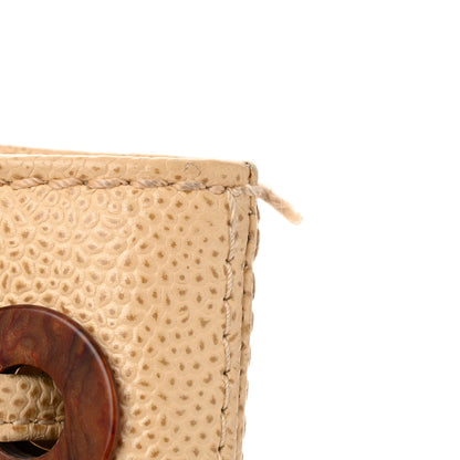 Chanel Caviar Wood CC Drawstring Bucket Bag Beige 15 of 15