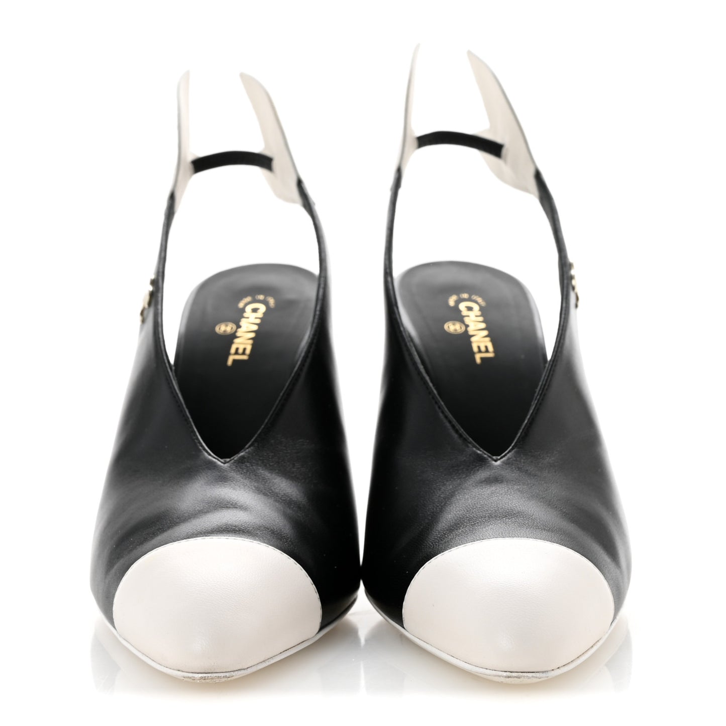 Lambskin Slingback Pumps 39.5 Black White