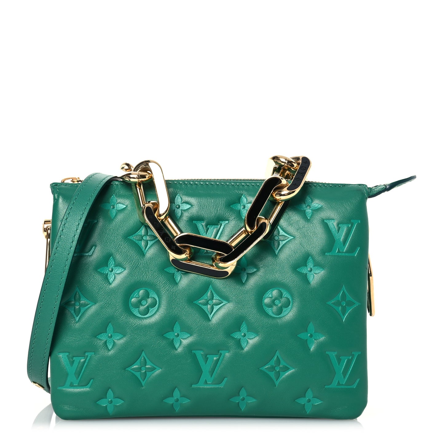 Lambskin Embossed Monogram Coussin BB Emeraude