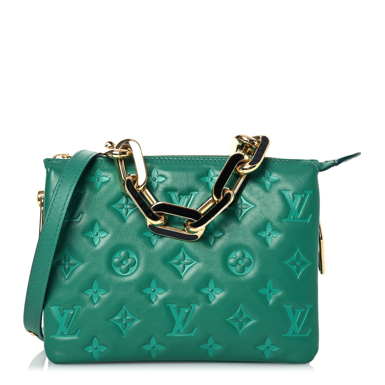 Louis Vuitton Lambskin Embossed Monogram Coussin BB Emeraude 1 of 15