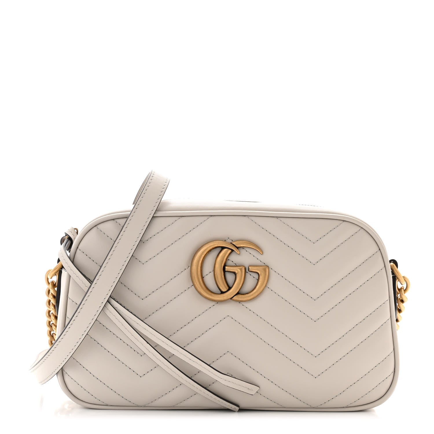 Gucci Calfskin Matelasse Small GG Marmont Chain Shoulder Bag Light Grey 1 of 11