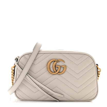 Gucci Calfskin Matelasse Small GG Marmont Chain Shoulder Bag Light Grey 1 of 11