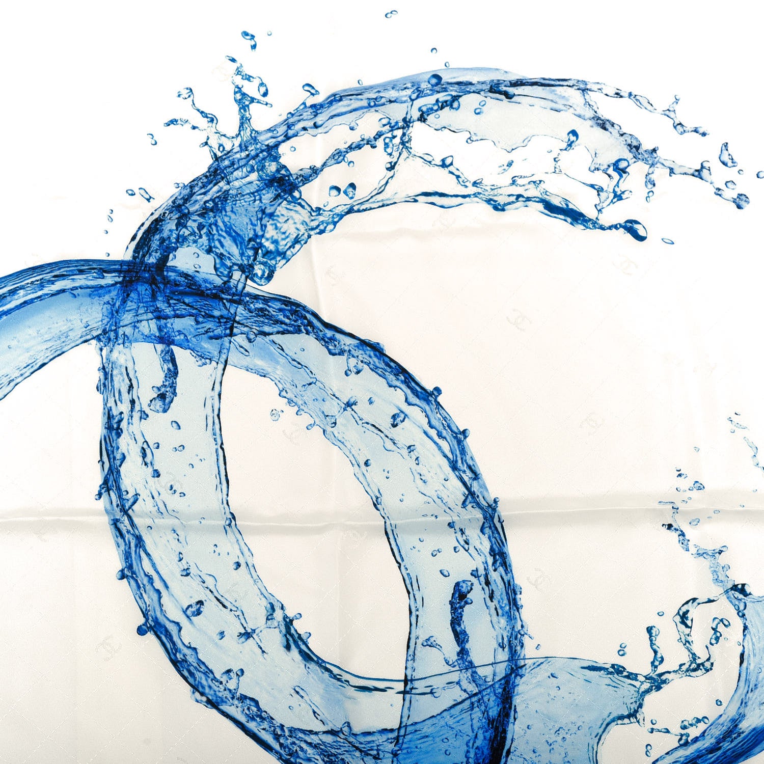 Chanel Silk Splash CC Scarf White Blue 2 of 4