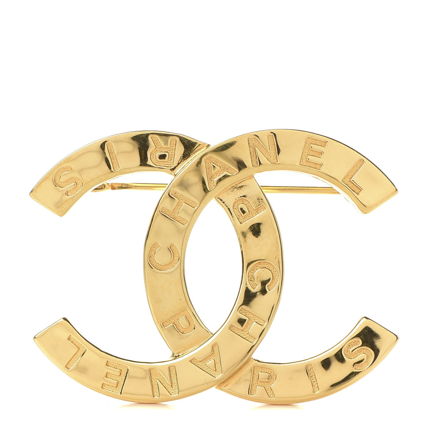 Chanel Metal Paris Button CC Large Brooch Gold 1 of 5
