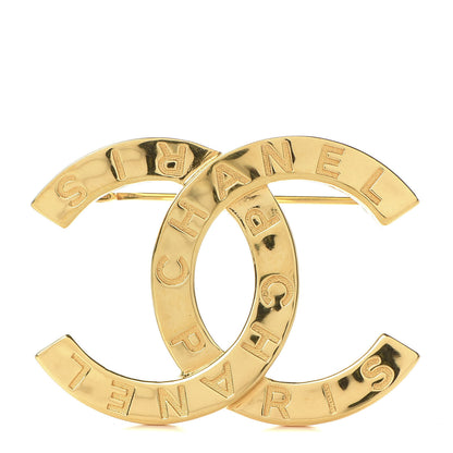 Chanel Metal Paris Button CC Large Brooch Gold 1 of 5