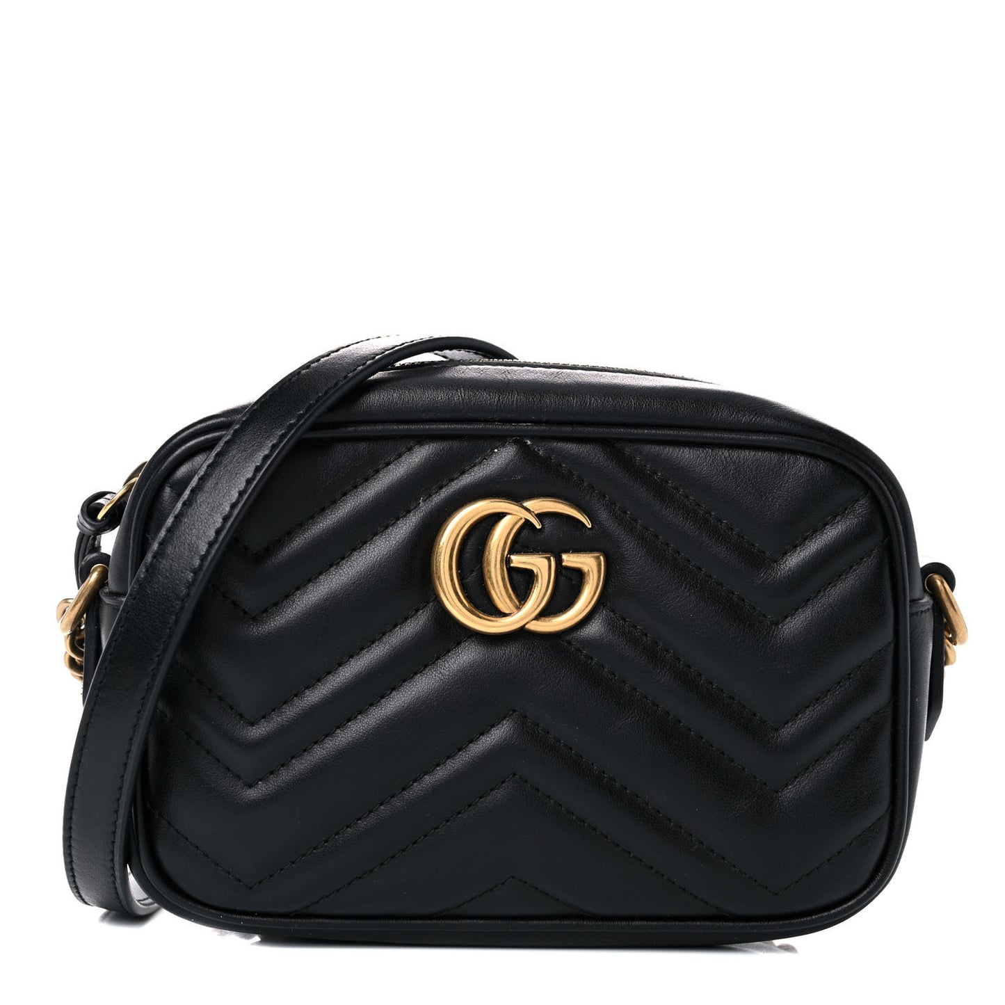 Calfskin Matelasse Mini GG Marmont Chain Shoulder Bag Black