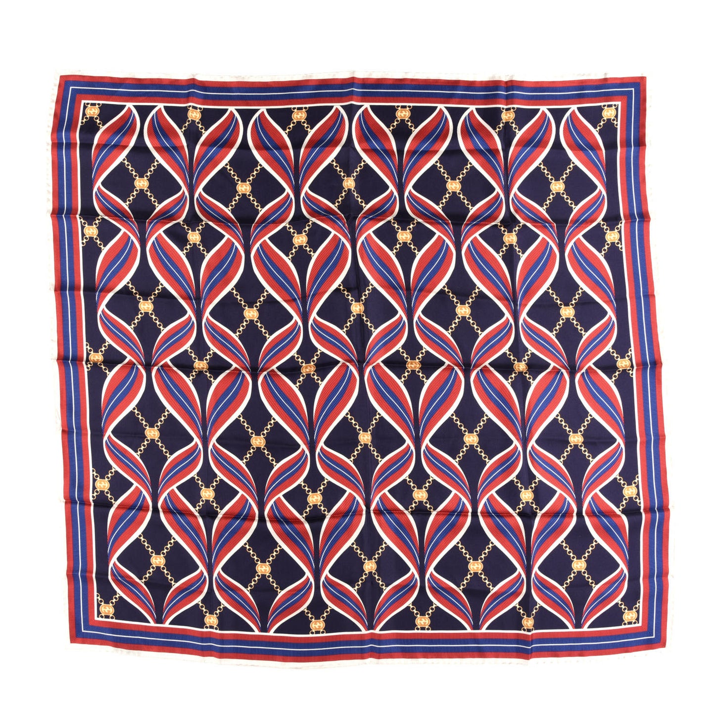 Silk Twill Flying Rib Square Scarf Midnight Blue