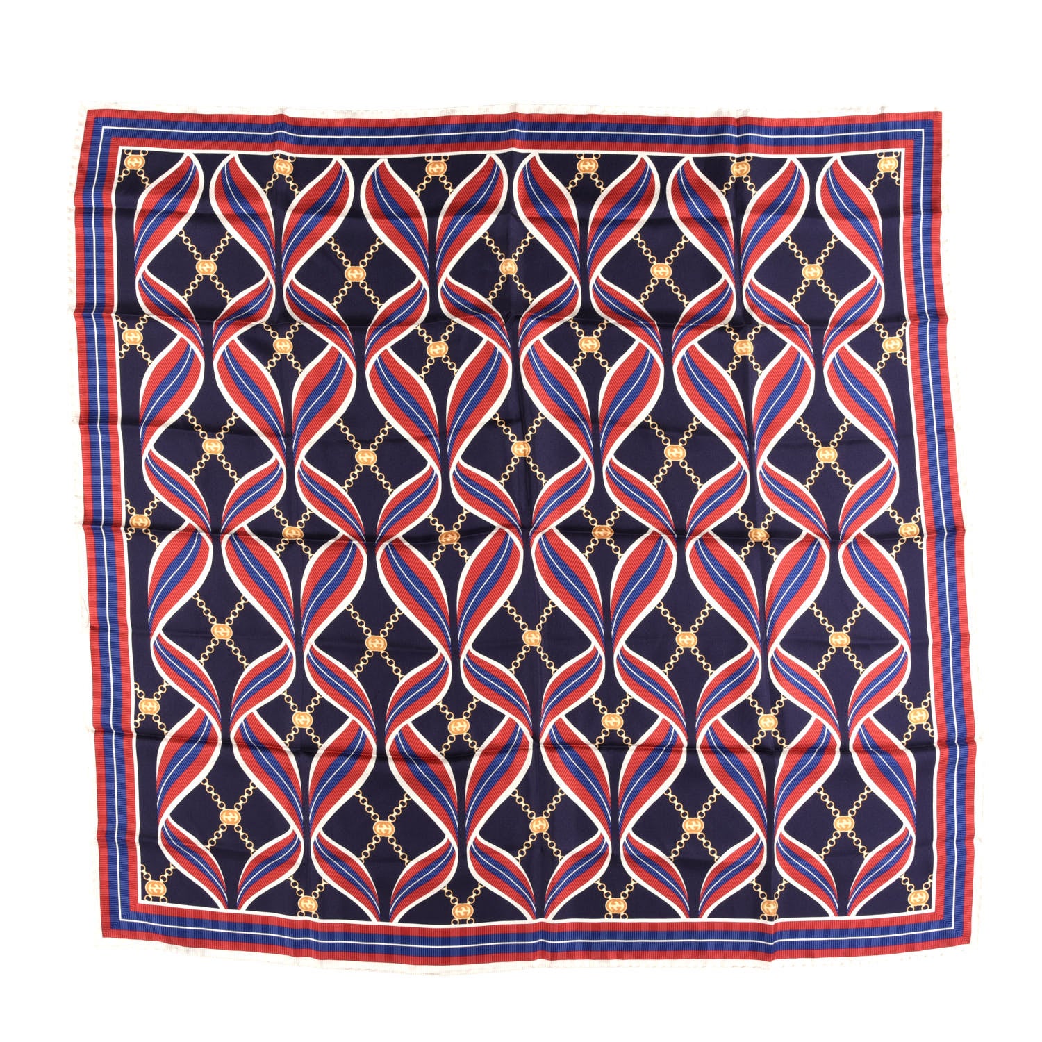 Gucci Silk Twill Flying Rib Square Scarf Midnight Blue 1 of 3