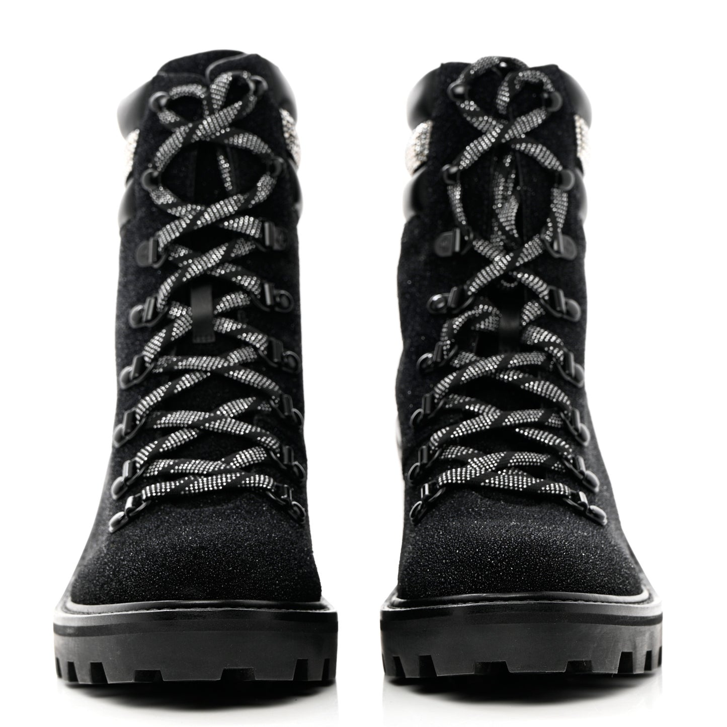 Suede Glitter Crystal Embellished Womens Eshe 65 Hiking Boots 38 Black