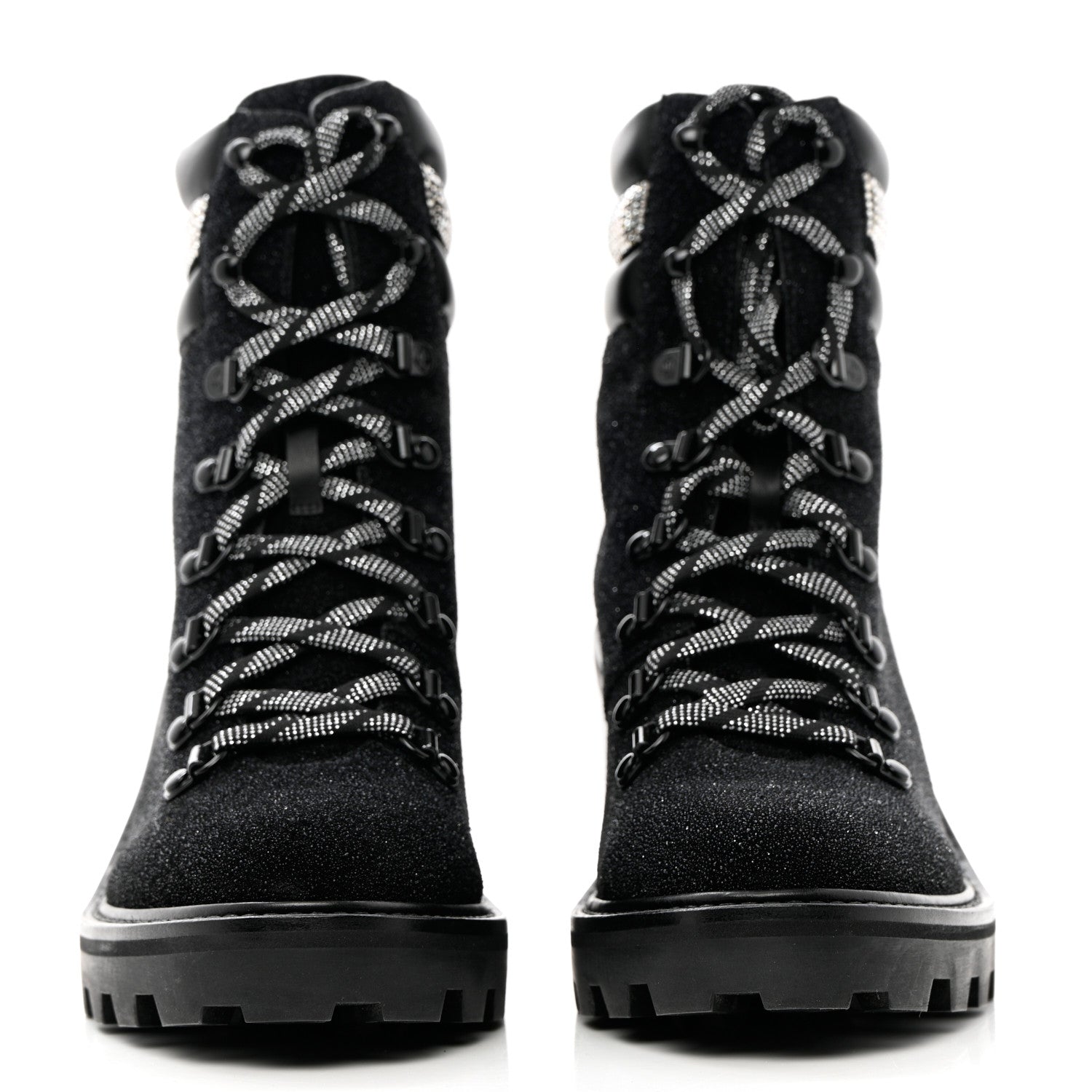 Jimmy Choo Suede Glitter Crystal Embellished Womens Eshe 65 Hiking Boots 38 Black 2 of 10