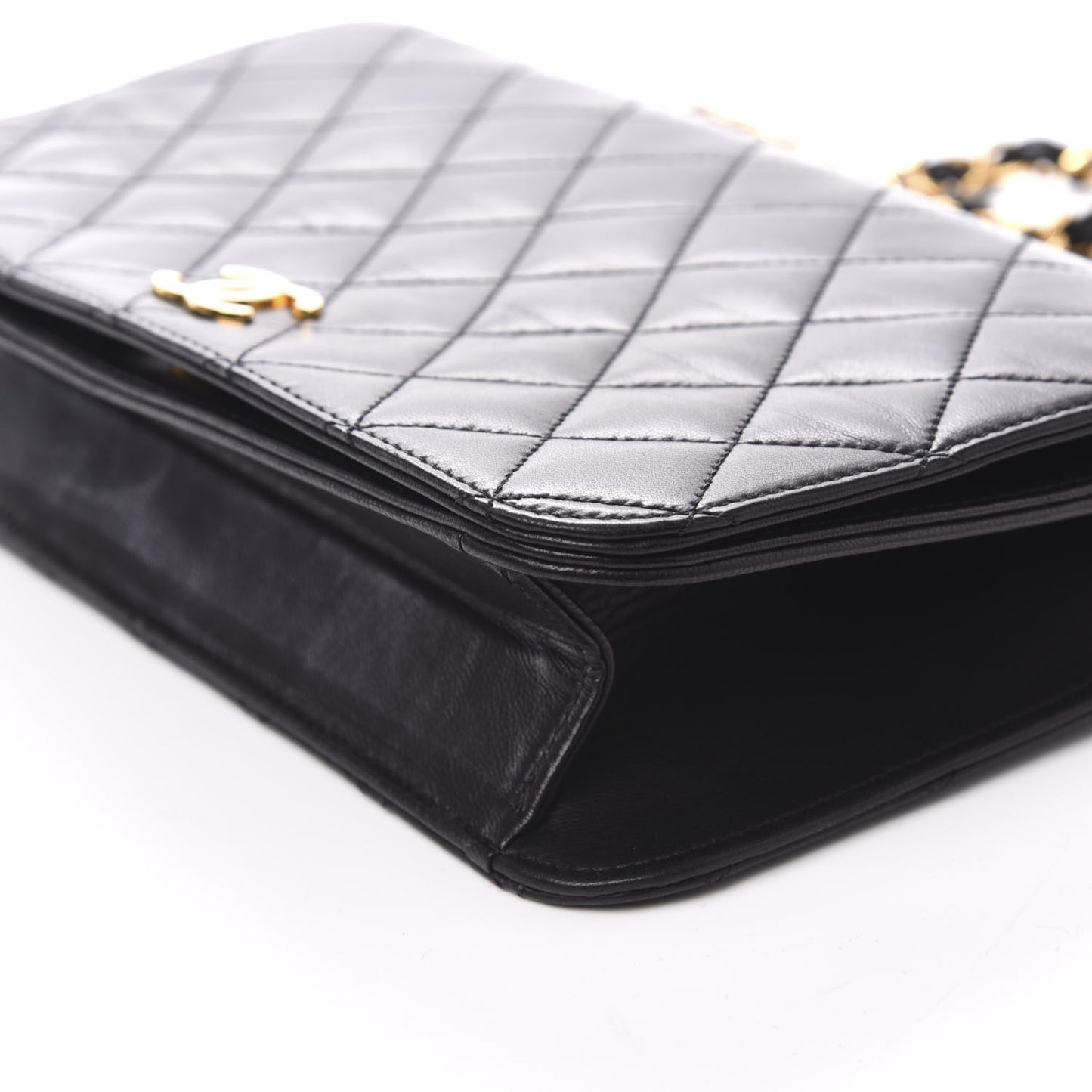 Lambskin Quilted Small Single Flap Black