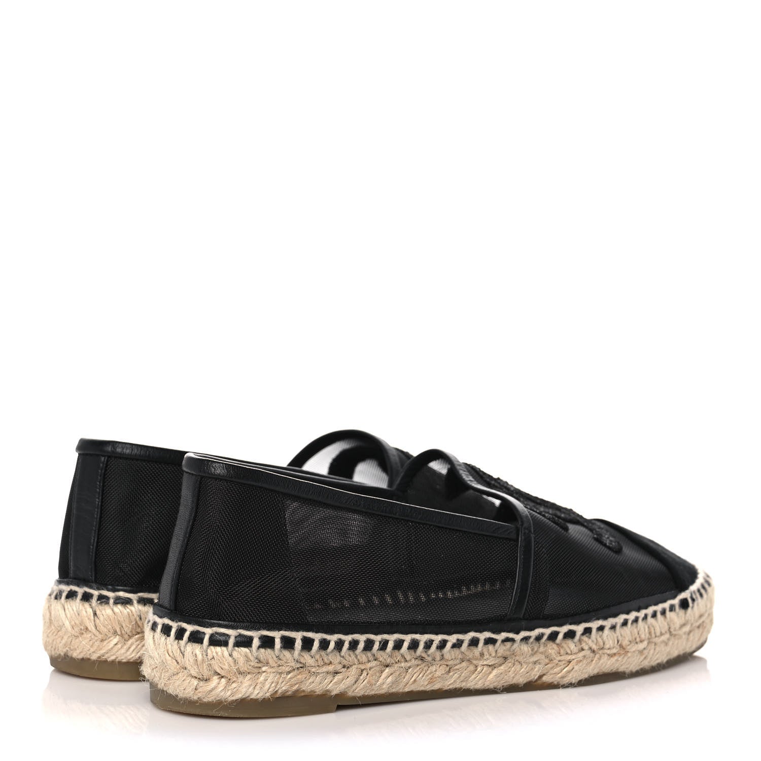 Chanel Mesh Grosgrain CC Espadrilles 37 Black 4 of 9