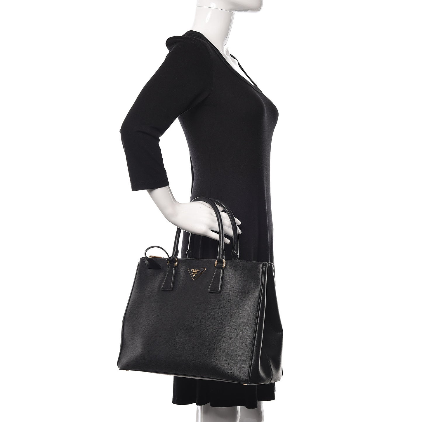 Saffiano Large Galleria Double Zip Tote Black