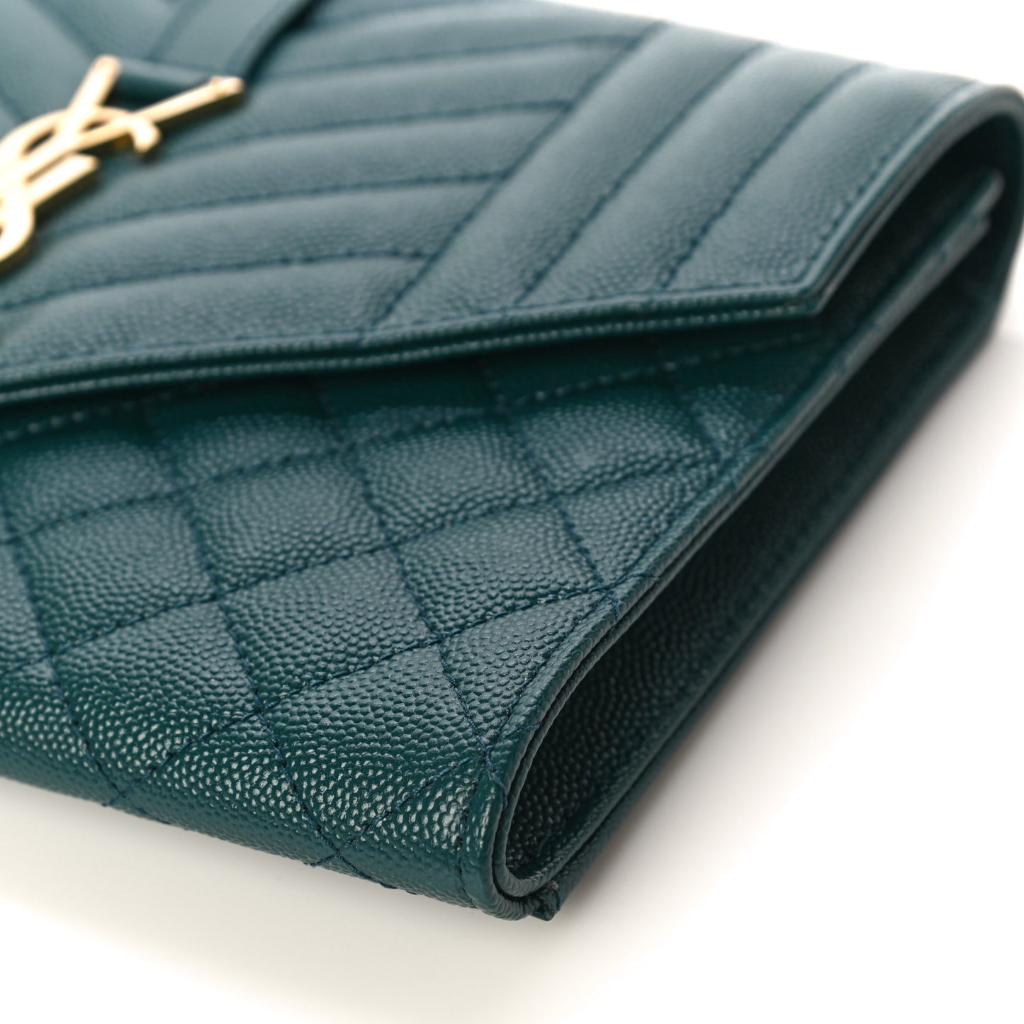Grain De Poudre Textured Mixed Matelasse Triquilt Monogram Clutch Sea Turquois