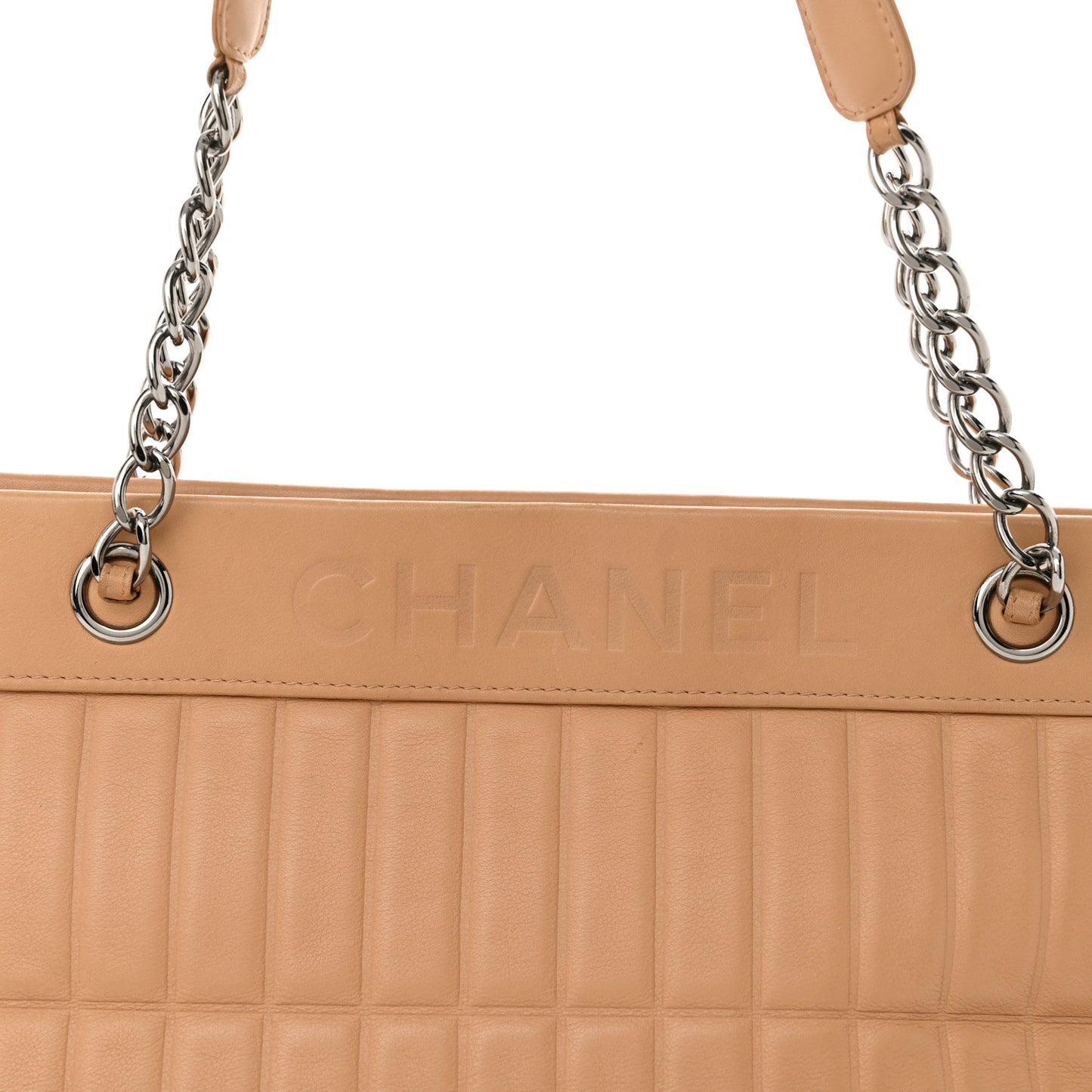 Calfskin Vertical Quilted Lax East West Shoulder Bag Beige