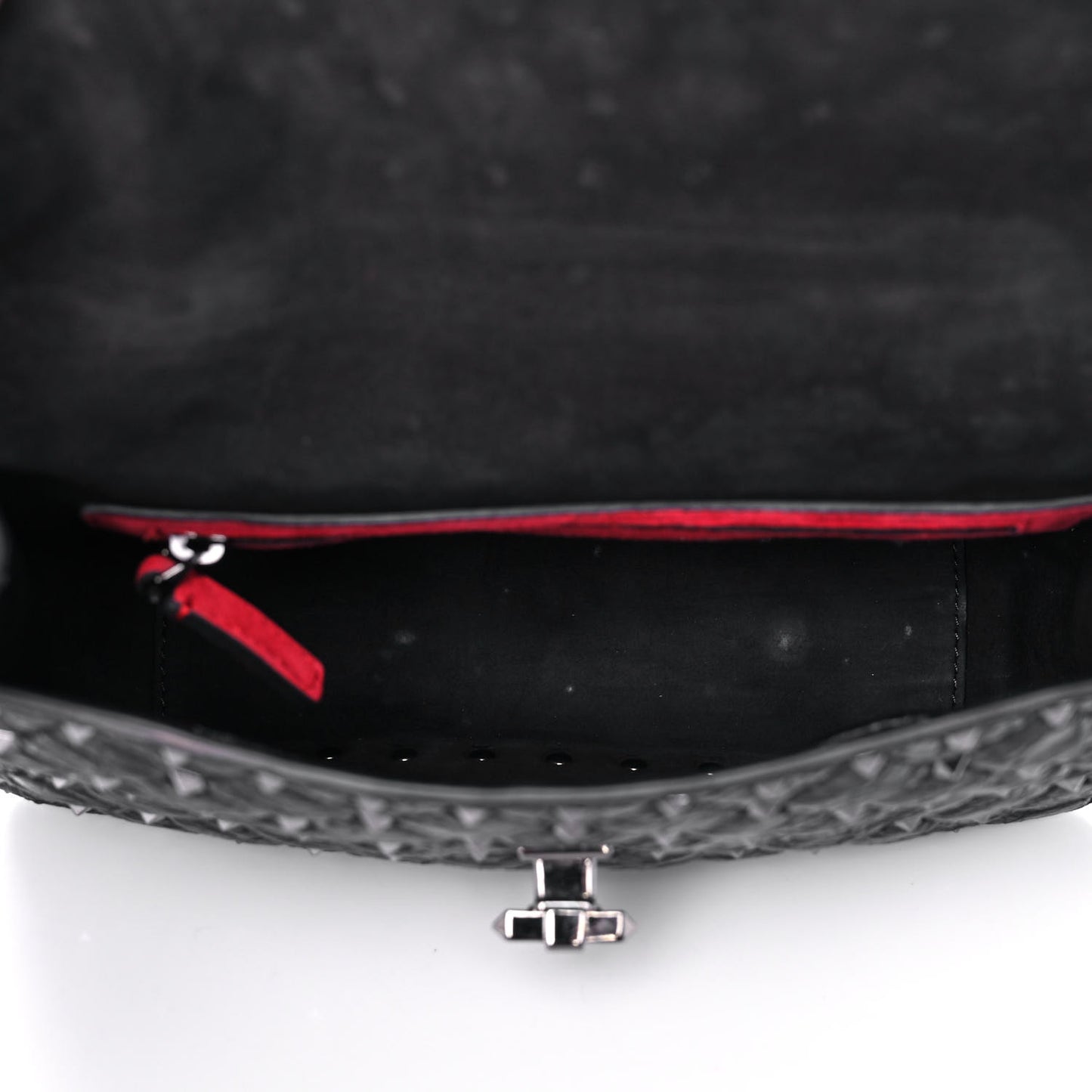 Craquele Nappa Medium Rockstud Spike Shoulder Bag Black