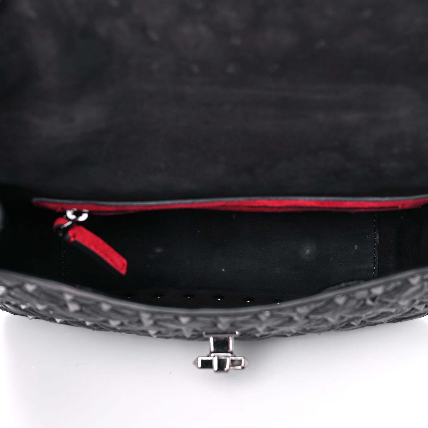 Valentino Garavani Craquele Nappa Medium Rockstud Spike Shoulder Bag Black 5 of 10