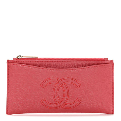 Chanel Caviar CC Classic Zip Pouch Coral 1 of 8