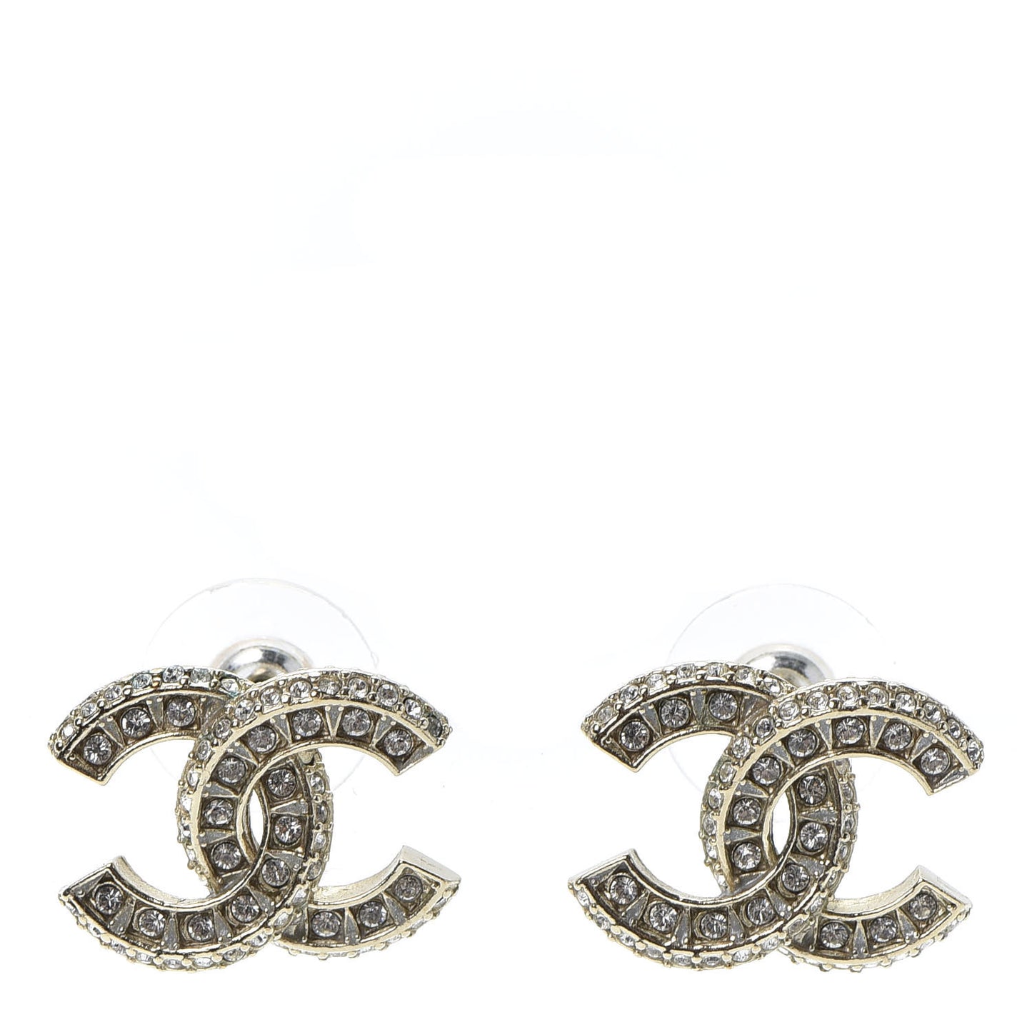 Crystal Timeless CC Earrings Light Gold