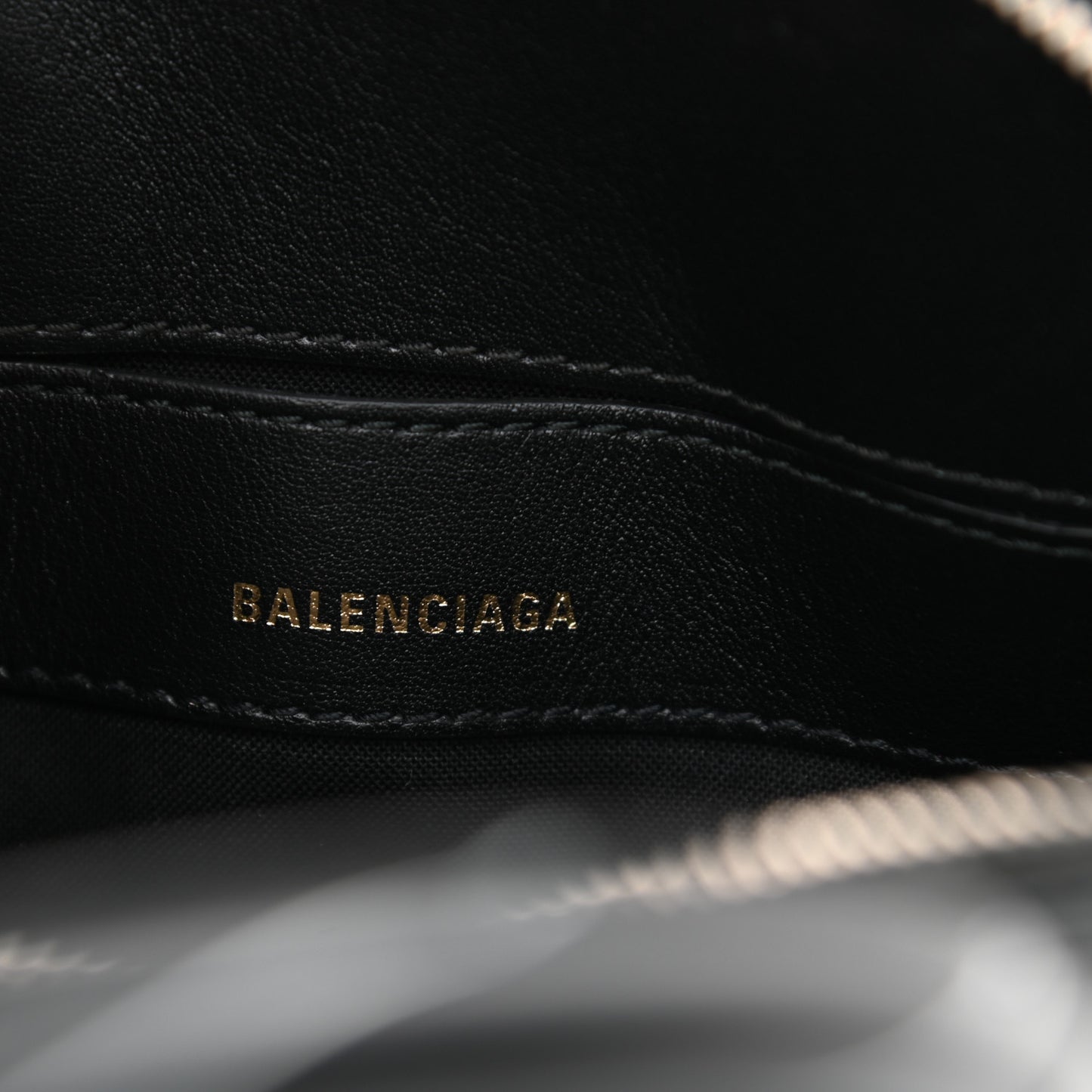 Calfskin Logo Print XXS Ville Top Handle Bag Black White