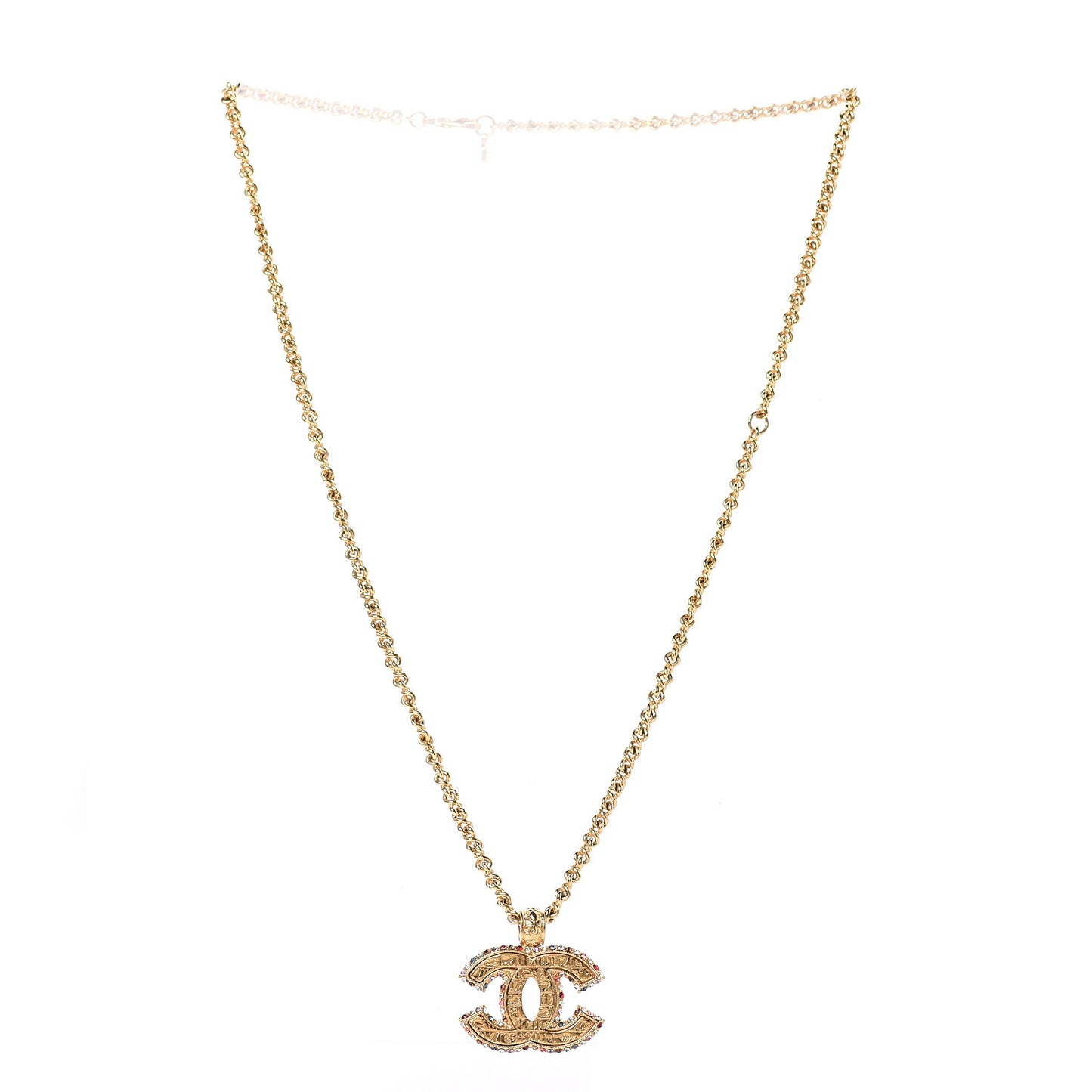 Crystal CC Pendant Necklace Gold Multicolor