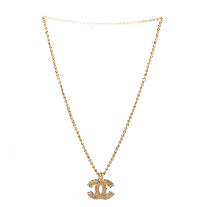 Chanel Crystal CC Pendant Necklace Gold Multicolor 3 of 6