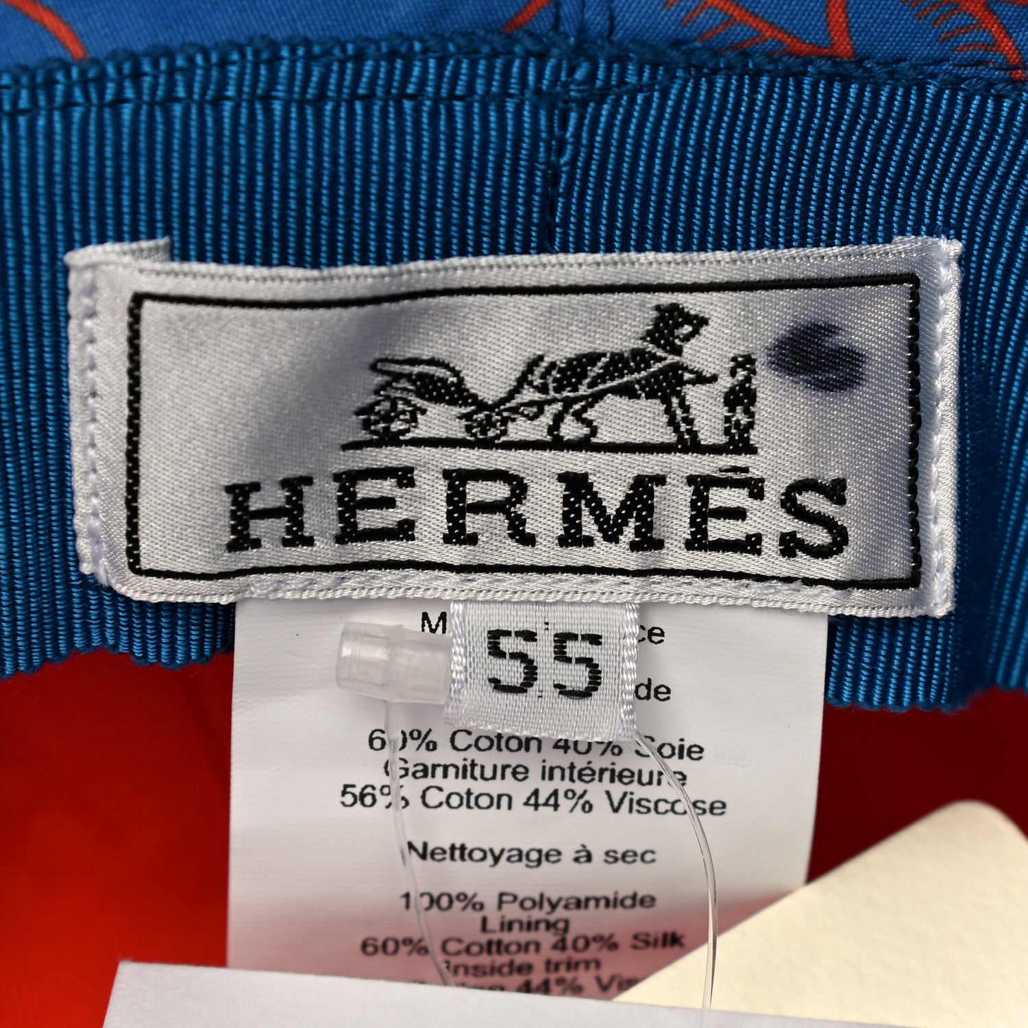 Hermes Toile Technique Cordage Womens Alma Bucket Hat 55 Bleu Zanzibar 5 of 8