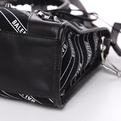 Balenciaga Canvas Satin Calfskin Diagonal Allover Logo Print Classic Silver Hardware S City Black White 8 of 11