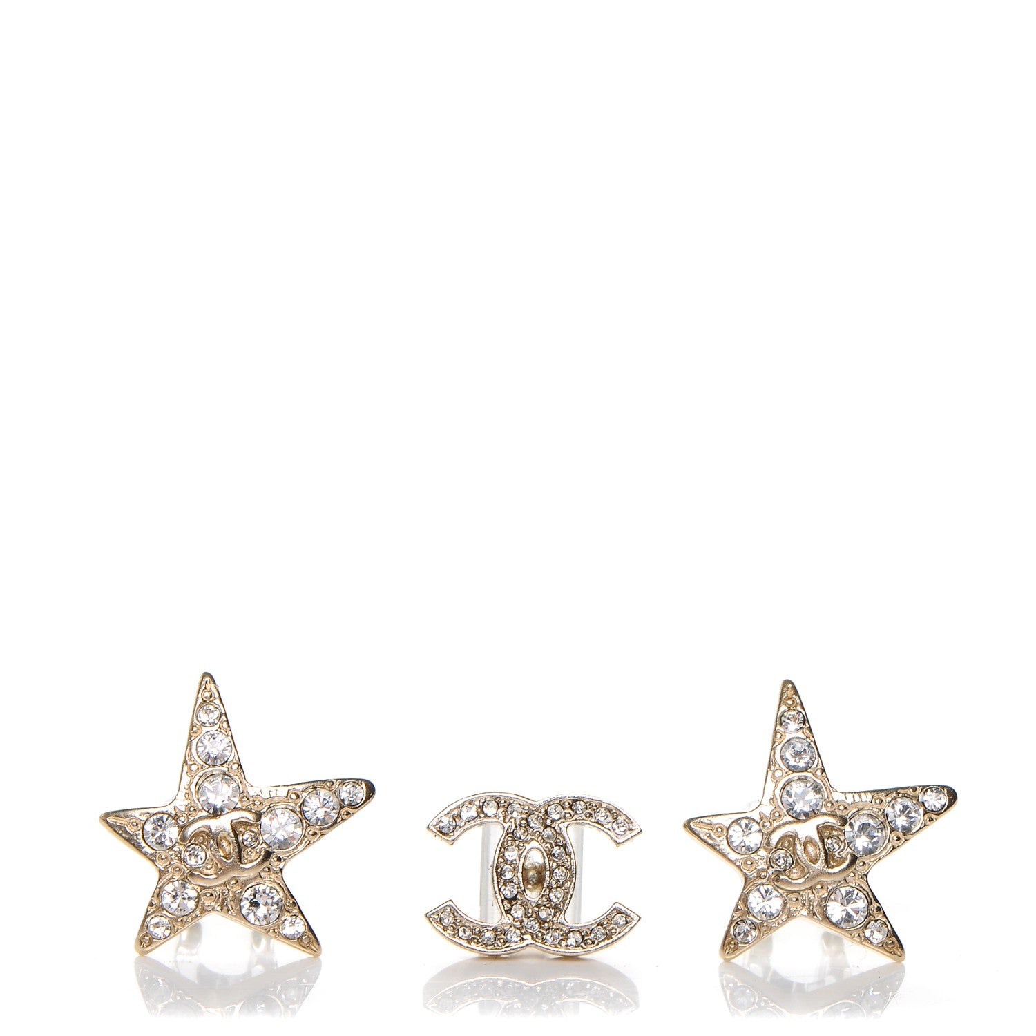 Chanel Swarovski Crystal CC Star Earphone Charms Gold 1 of 5