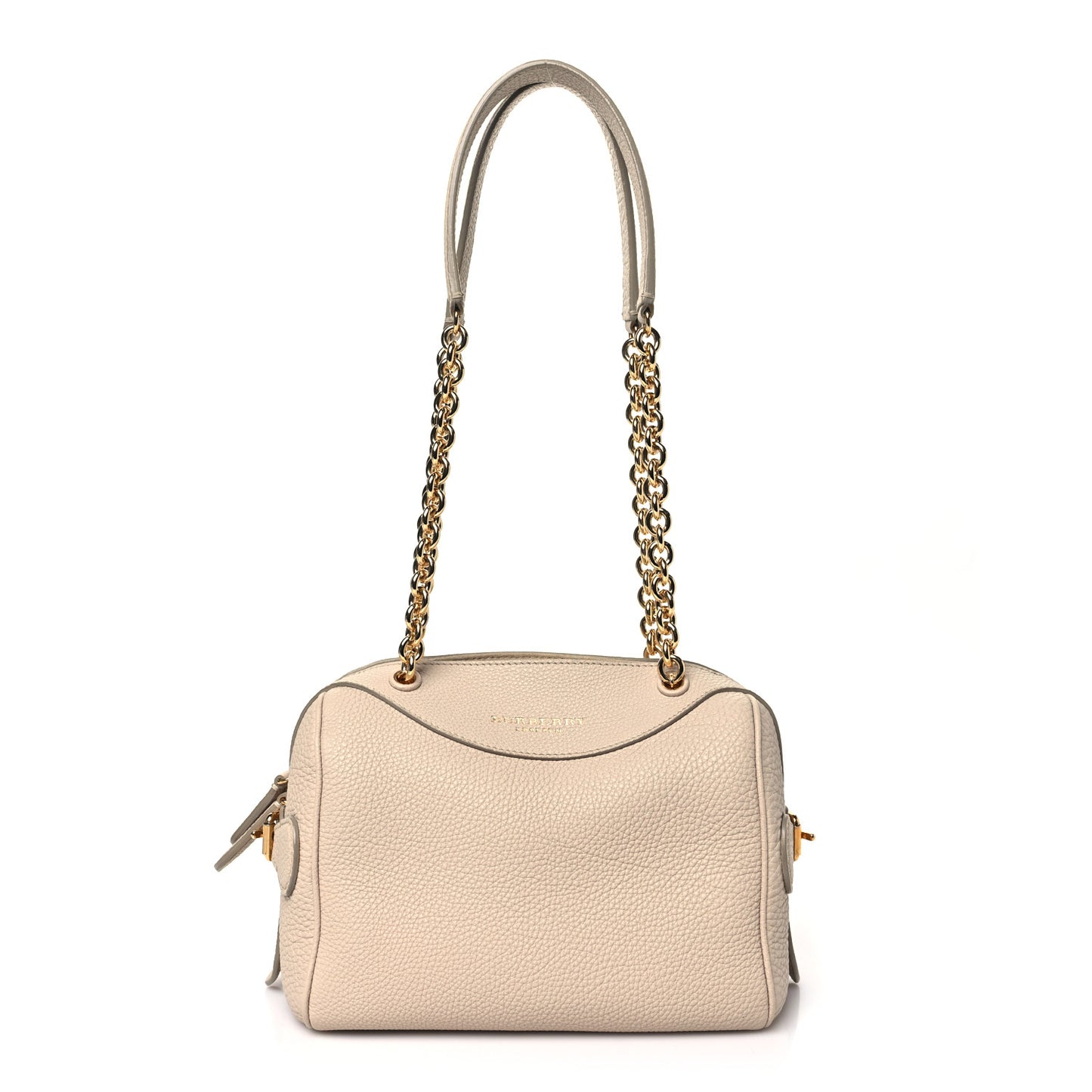 Grained Calfskin Mini Bee Bowling Bag Stone