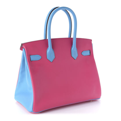 Hermes Chevre Mysore Horseshoe Birkin 30 Rose Shocking Celeste 3 of 34