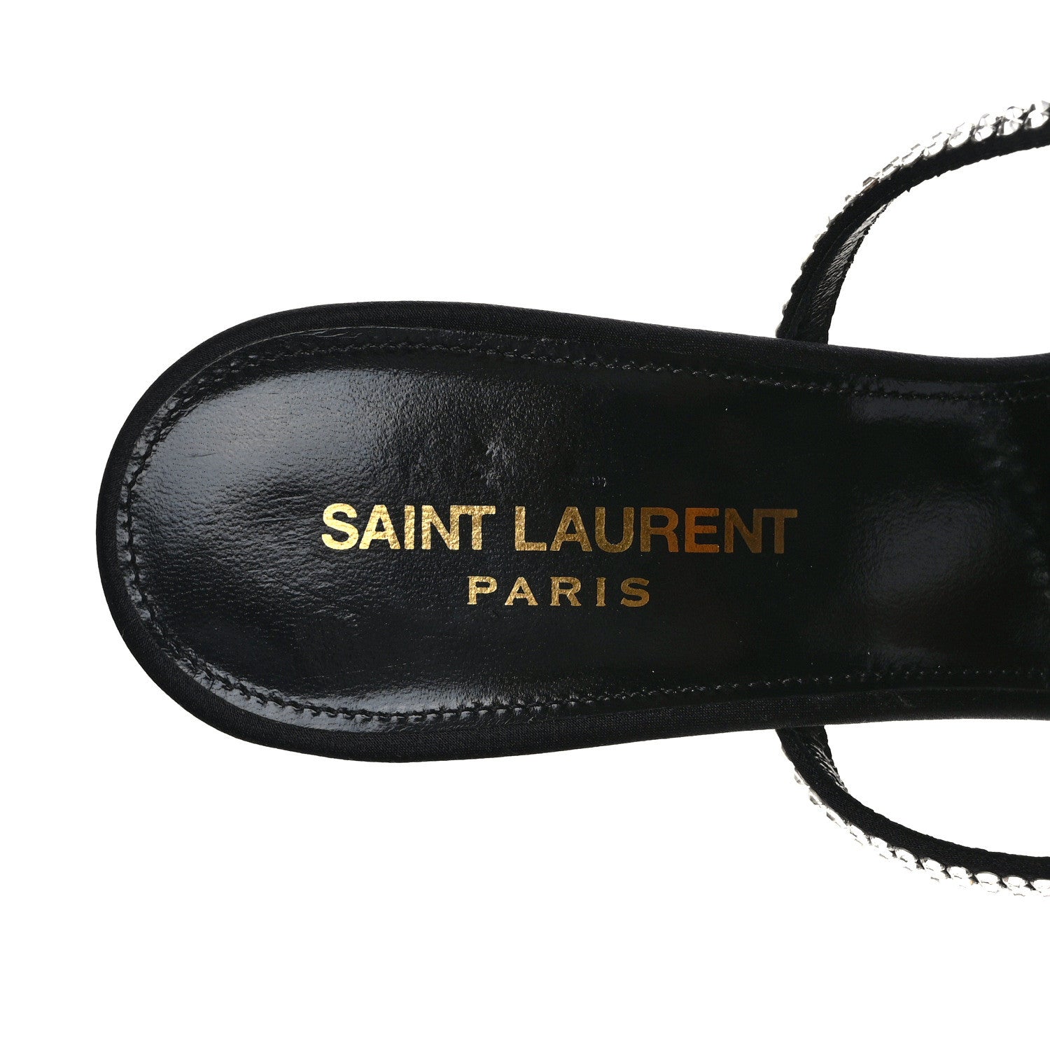 Saint Laurent Satin Crystal Ava 105 Sandals 38.5 Black 7 of 8