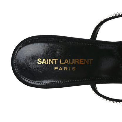 Saint Laurent Satin Crystal Ava 105 Sandals 38.5 Black 7 of 8
