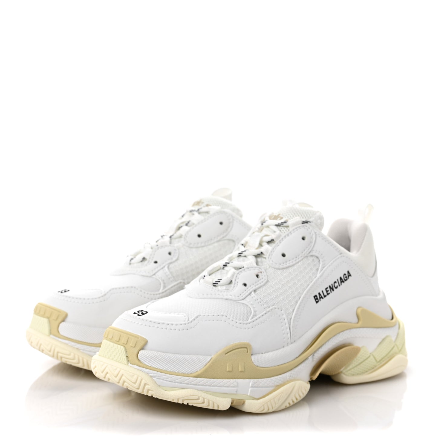 Fabric Mesh Womens Triple S Sneakers 39 White