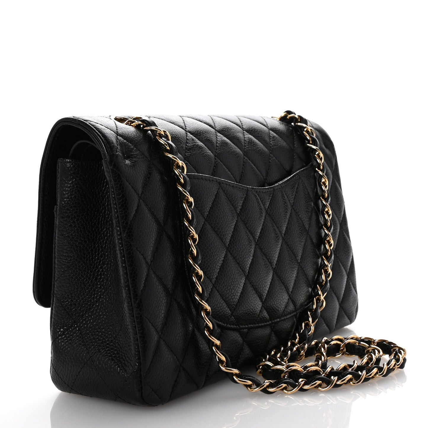 Caviar Quilted Medium Double Flap Black