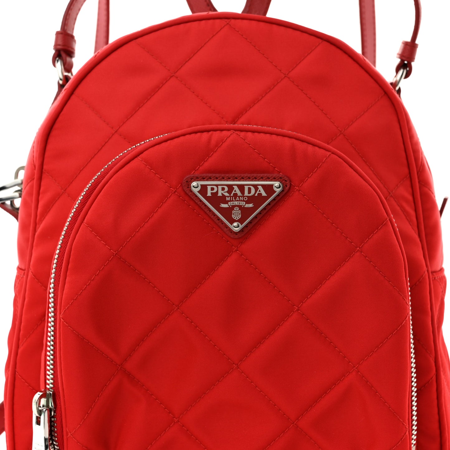 Nylon Tessuto Impuntu Quilted Backpack Rosso