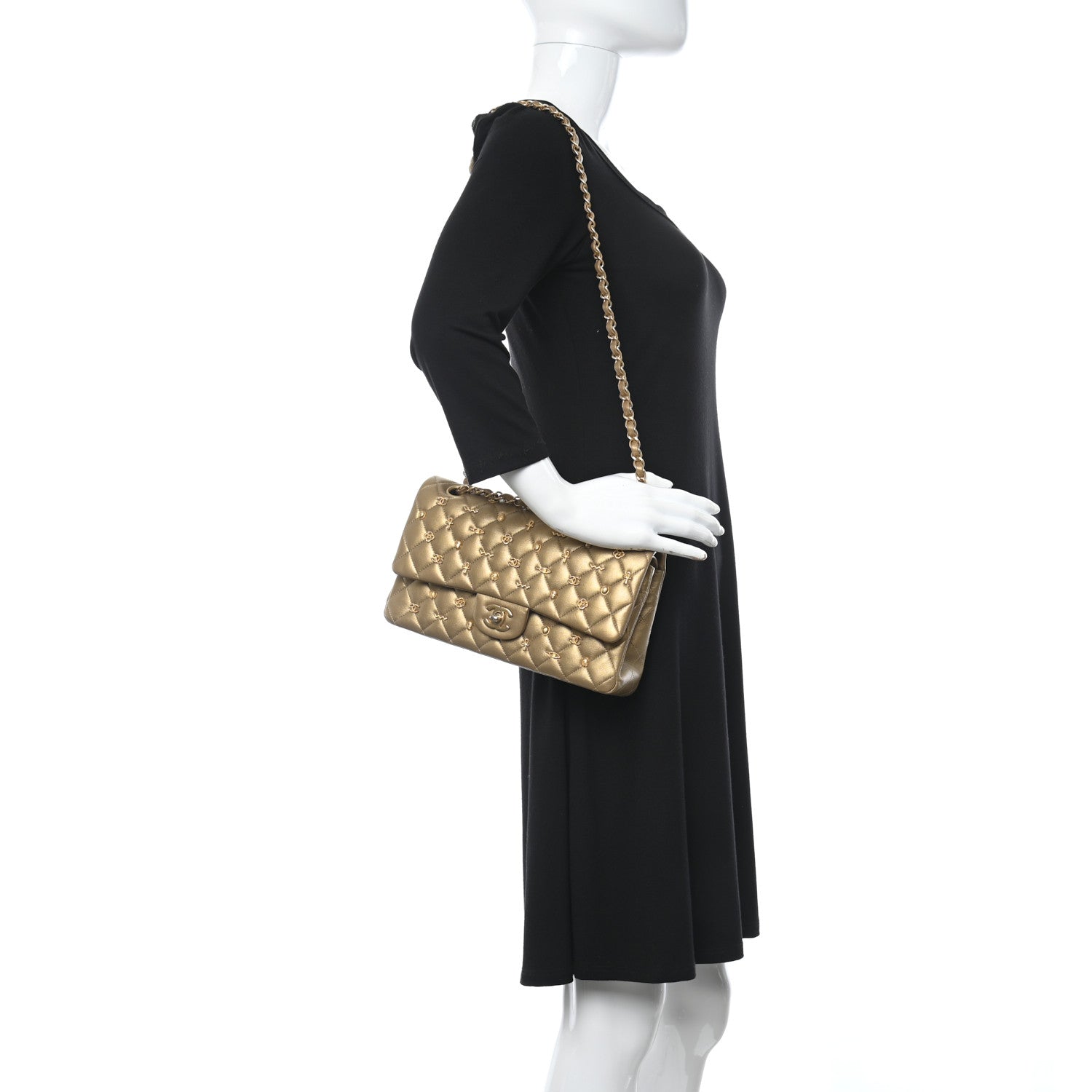Chanel Metallic Lambskin Quilted Egyptian Amulet Medium Double Flap Gold 2 of 13