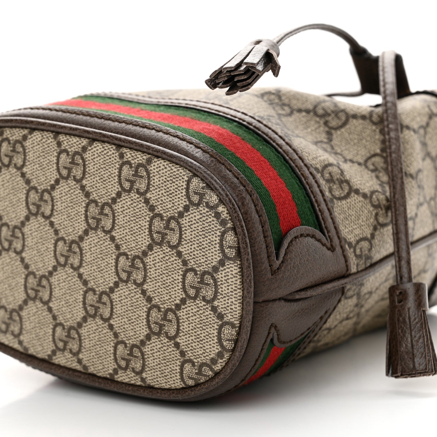 Gucci GG Supreme Monogram Web Mini Ophidia Bucket Bag Brown 10 of 10