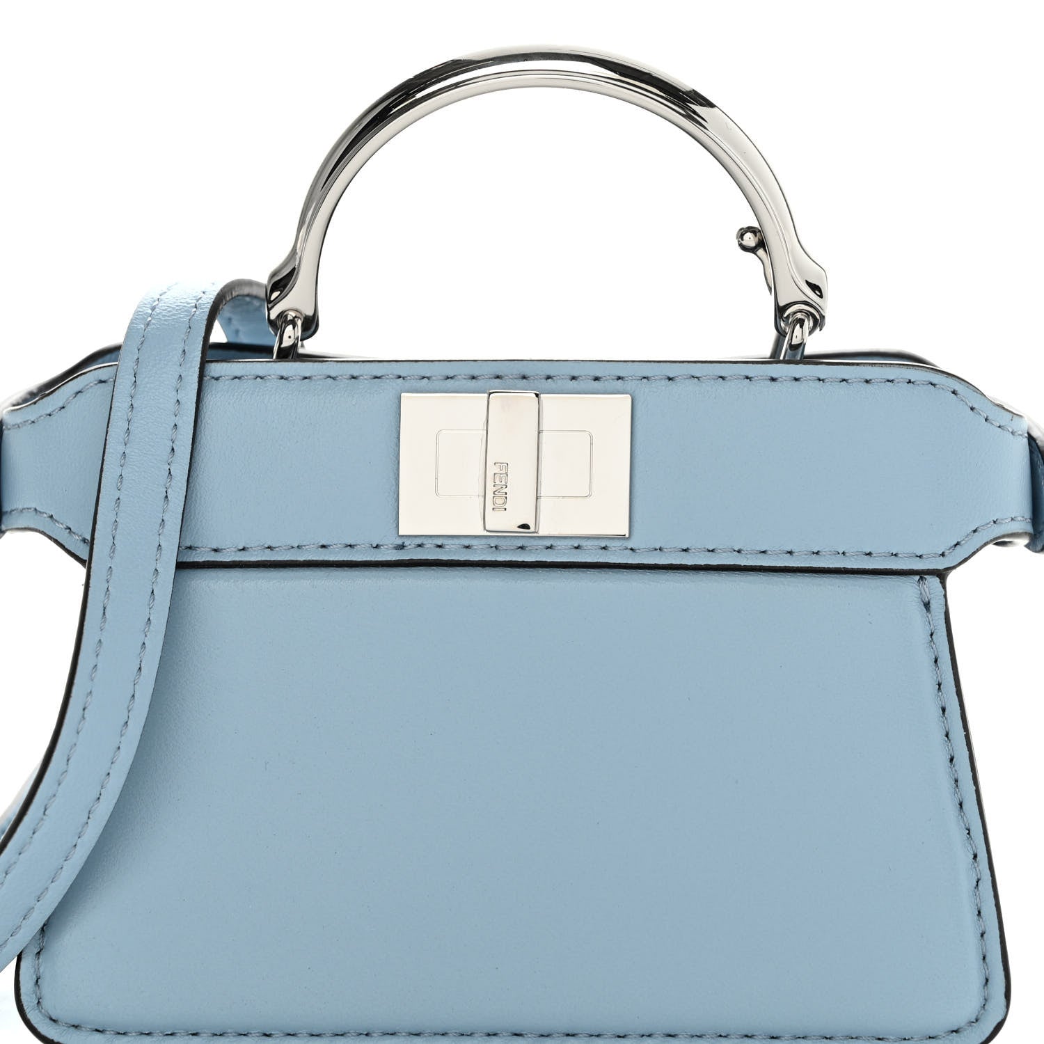 Fendi Shiny Nappa Nano Peekaboo Maxi Handle Satchel Azzurro Baby 7 of 9