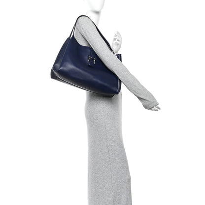 Salvatore Ferragamo Calfskin Large New Line Tote Navy Blue 2 of 10