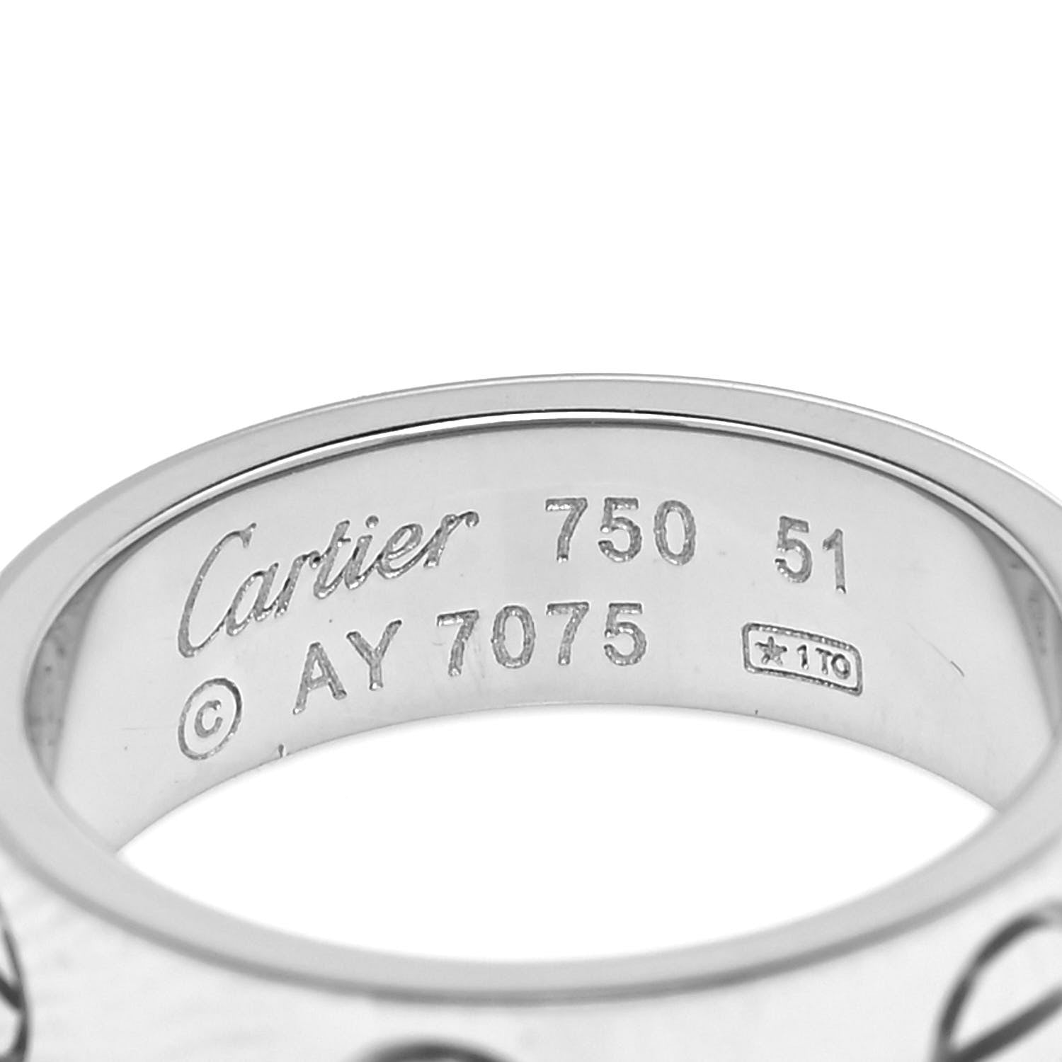 Cartier 18K White Gold 5.5mm LOVE Ring 51 5.75 4 of 4